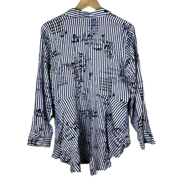 Chico’s • Blue & White Stripe Martini Button Up Conversational Shirt - Picture 3 of 8